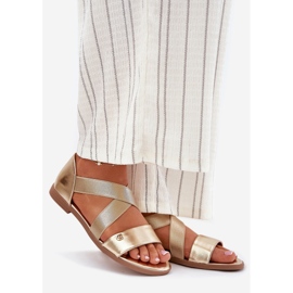 EVento Ravne ženske sandale s fleksibilnim zlatnim prugama zlatna 1