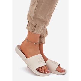 EVento Lagane ženske papuče s ukrasnim prešanjem bež 1