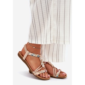 EVento Ženske sandale s igarama i tkanim prugama bež 1