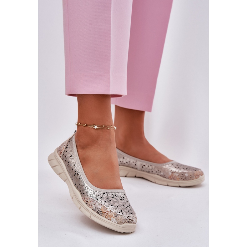 EVento Kožna otvorena lagana balerina zlatne balerine zlatna 2