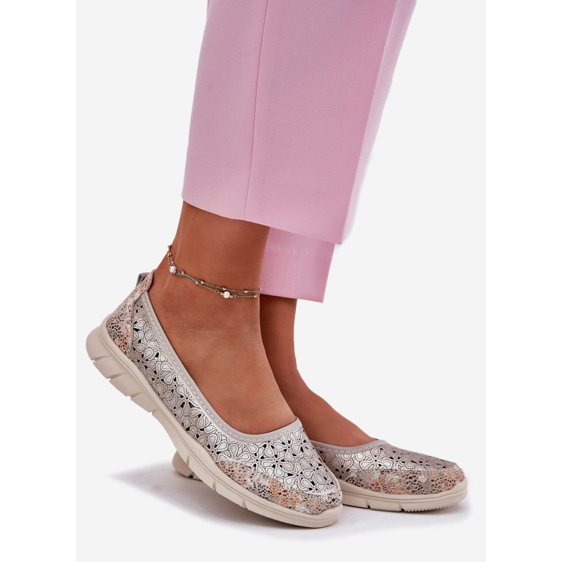 EVento Kožna otvorena lagana balerina zlatne balerine zlatni 1