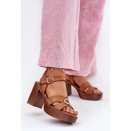 EVento Ženske sandale na zlatnoj dekoraciji deva smeđa 2