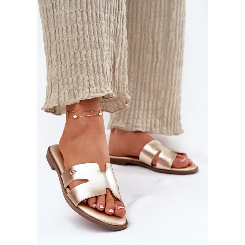 EVento Ženske ravne zaklopke s eko kožom zlatne kože zlatna 2