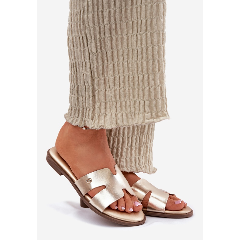 EVento Ženske ravne zaklopke s eko kožom zlatne kože zlatni 1