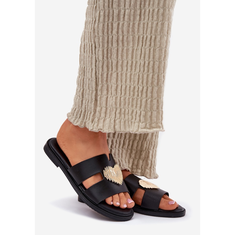 EVento Ravni -oled ženski flip flip sa zlatnim ukrasom crnim crna 1