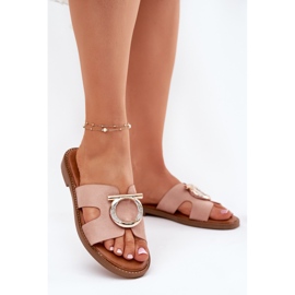 Flat -oseled Women Flip Plops s Vinceza 17381 bež 2