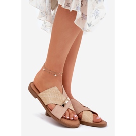 Ženske ravne potpetice s ukrasnom Vinceza 17385 bež 1