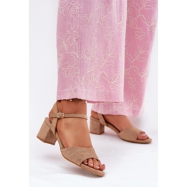 EVento Eco Suede Classic ženske visoke potpetice bež sandale 2