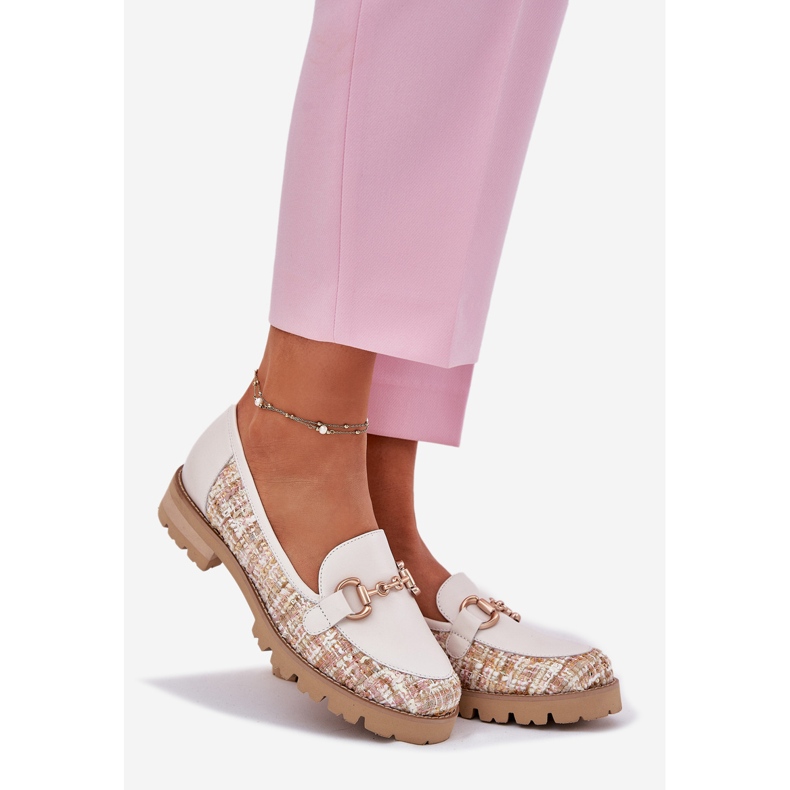 Ženske kožne looferi sa zlatnim detaljem Laura messi 2938 Svjetlo bež 1