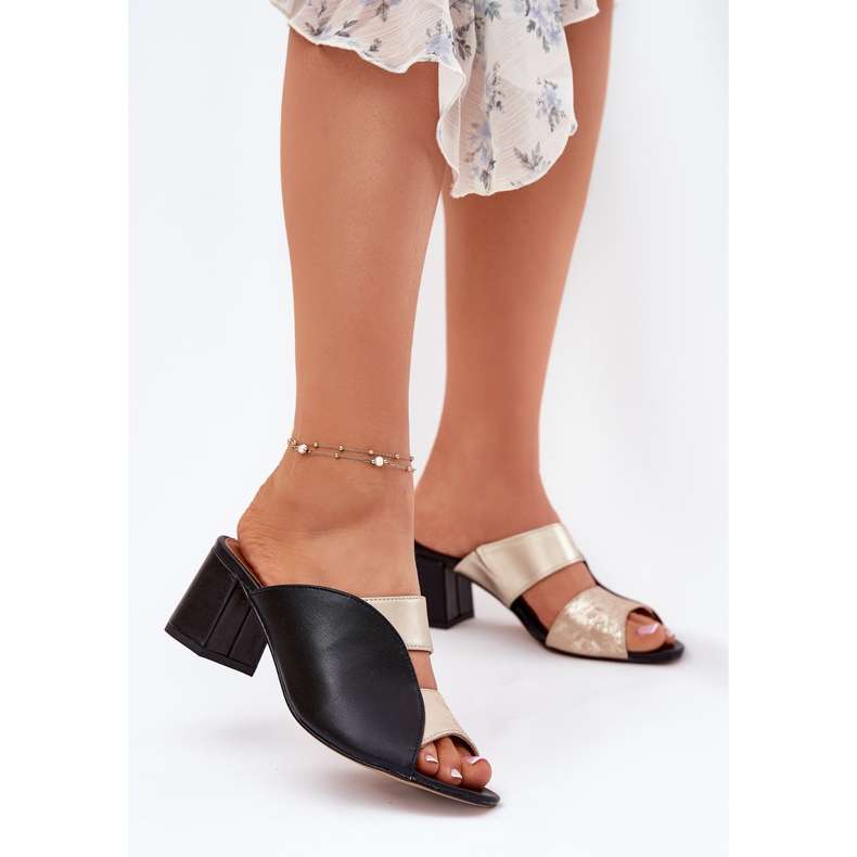 Ženske kožne papuče na Maciejka Post 06943-25 Crno i zlato crna 2