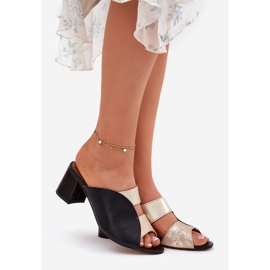 Ženske kožne papuče na Maciejka Post 06943-25 Crno i zlato crna 1