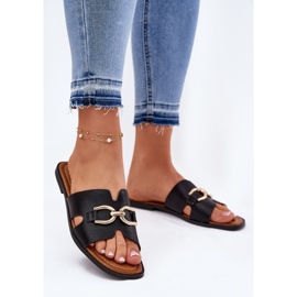 EVento Ravne ženske papuče s ukrasnim detaljima crno crna 2