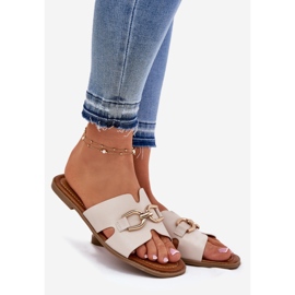 EVento Ženski ravni flip lete s ukrasnim detaljima bež 1