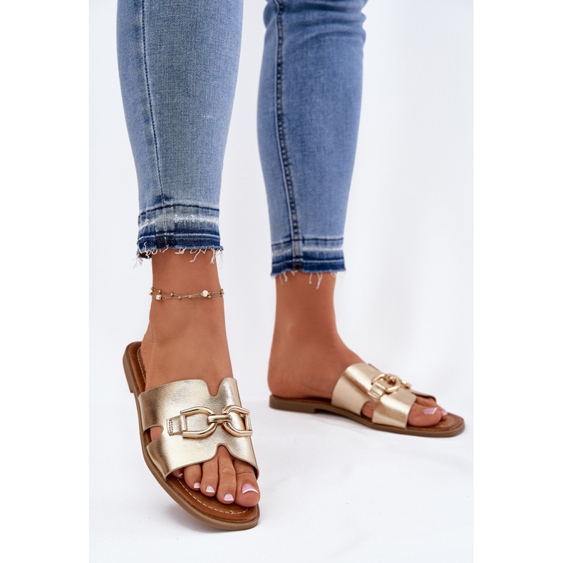 EVento Ženski ravni flip lete s ukrasnim zlatnim detaljima zlatna 2