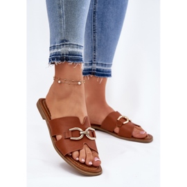 EVento Ženski ravni flip lete s ukrasnim detaljima kamile smeđa 2