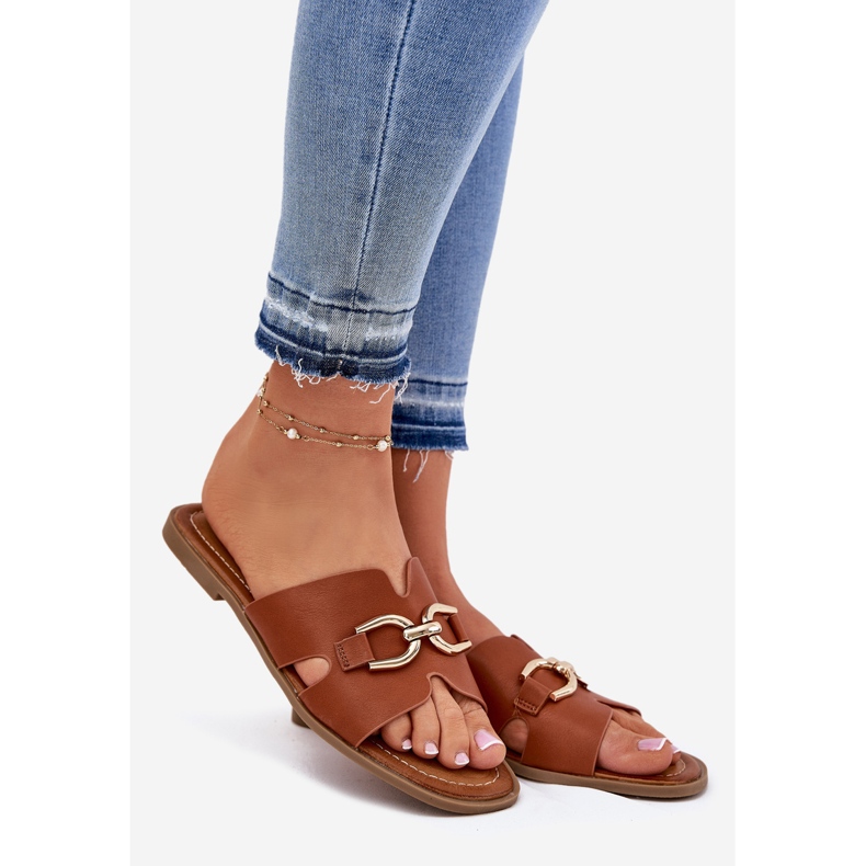 EVento Ženski ravni flip lete s ukrasnim detaljima kamile smeđa 1