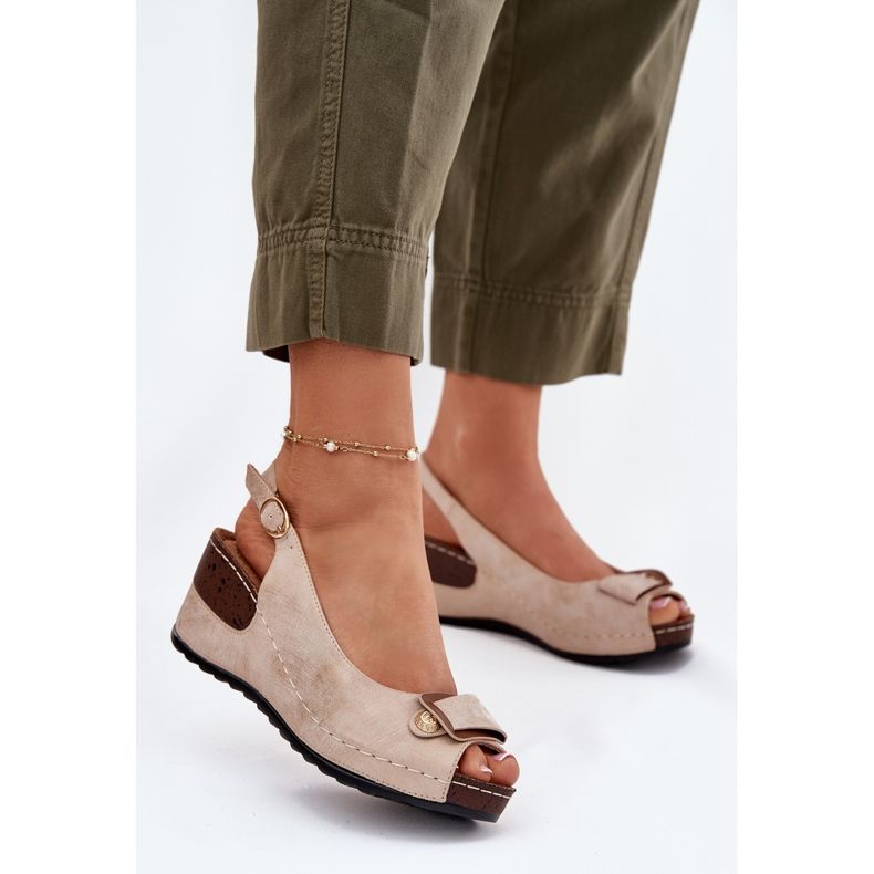 EVento Ženske lagane sandale za udobne cipele bež-gold zlatna 2