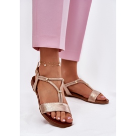 S.Barski Ženske ravne sandale sa prugama S. Barski KV51-120 ružičasto zlato zlatna 2