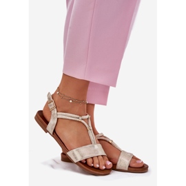 S.Barski Ženske ravne sandale sa prugama S. Barski KV51-120 Zlato zlatna 1