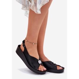 S.Barski Ženske kožne sandale na klinu i platformi S. Barski KV51-020 Black crno 1