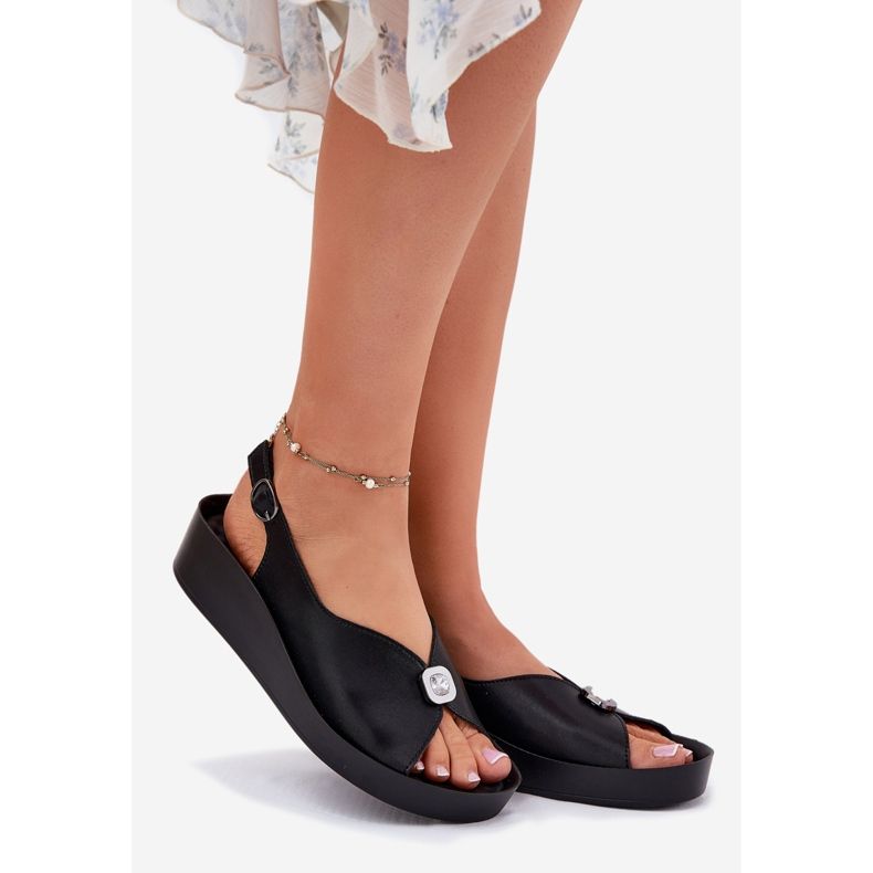 S.Barski Ženske kožne sandale na klinu i platformi S. Barski KV51-020 Black crna 1