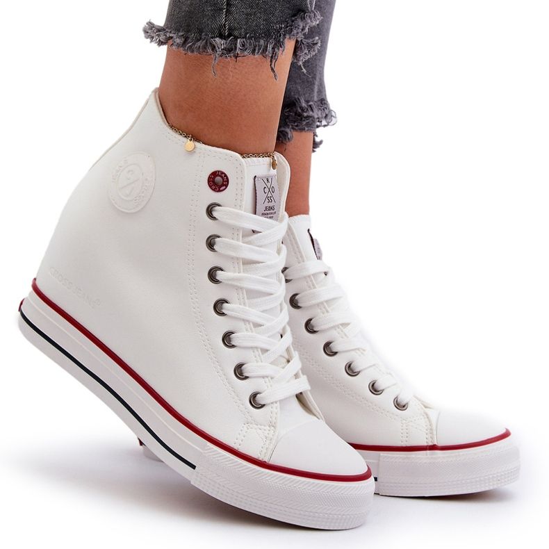 Ženske Wedge Sneakers Cross Jeans NN2R4004 Bijele bijela 5