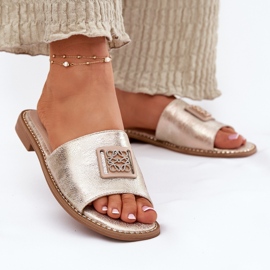 S.Barski Ženske flopske s ravnim petom s ukrasom S. Barski KV51-089 zlato zlatna 2