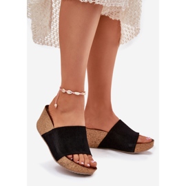 Zazoo 40311 Ženske papuče od antilop na crnim klinovima crna 1