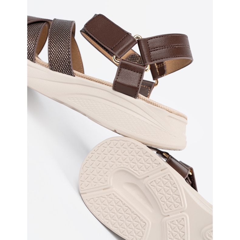 Sergio Leone Smeđe sandale na bijeloj platformi smeđa 1
