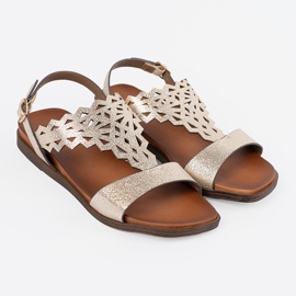 Sergio Leone Zlatne sandale s otvorenim ukrasima zlatna 1