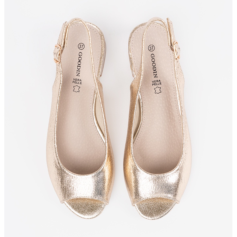 Goodin Zlatne sandale na nisku petu zlatni 2