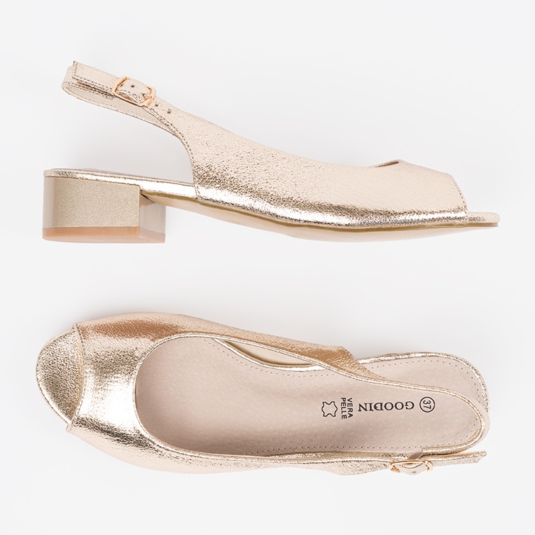 Goodin Zlatne sandale na nisku petu zlatna 1