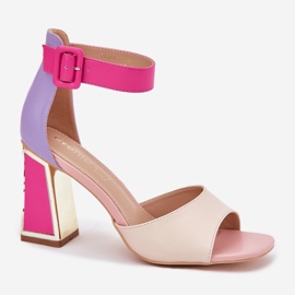 EVento Elegantne ženske sandale na bež-ružičastom postu ružičasta 2