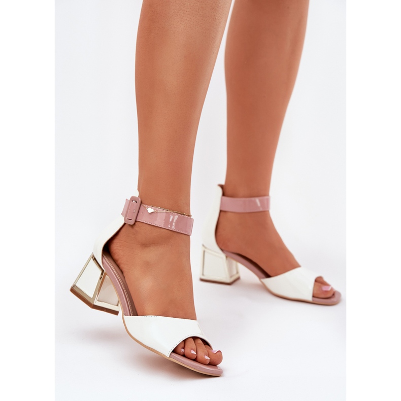 EVento Lakirane ženske sandale na pošti bijelo bijela 2