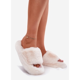 Inna Krzno svijetle ženske papuče bež 1