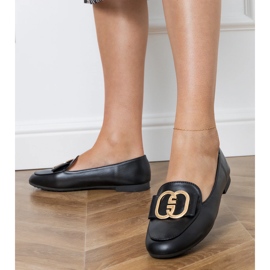 Crne ženske natikače sa zlatnim ukrasom crna 2