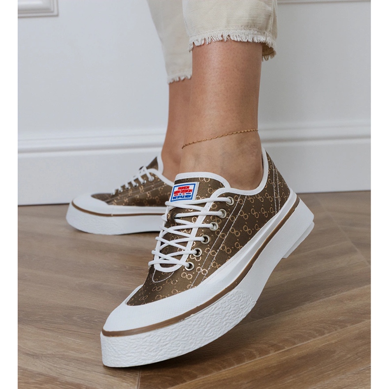 Smeđe ženske tenisice na platformi smeđa 2