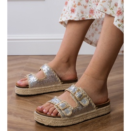 Silver Glitter Espadrilles s kopčama srebro 1