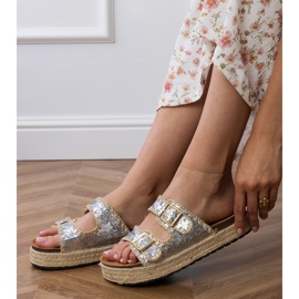 Silver Glitter Espadrilles s kopčama srebro 2