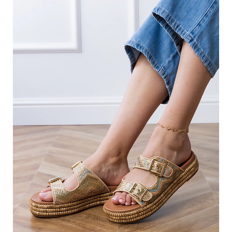 Golden Flip Plops s stezaljkama na prugama zlatni 2