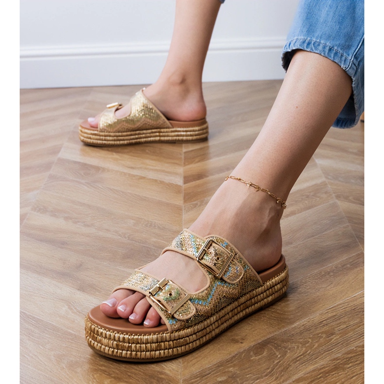 Golden Flip Plops s stezaljkama na prugama zlatni 1