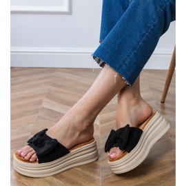 Crne sandale s platformom i mašnom crna 2