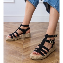 Black Espadrilles sandale na niskoj platformi crna 1