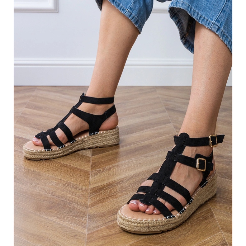 Black Espadrilles sandale na niskoj platformi crna 1