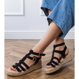 Black Espadrilles sandale na niskoj platformi crna 2