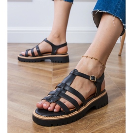 Crne sandale gladijatora s kopčom crna 2