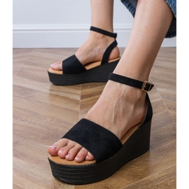 Crne sandale na platformi Ekozamsz crno 2