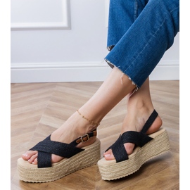 Black Espadrilles sandale na platformi s prugama crna 1