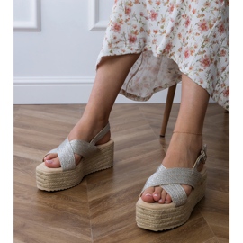 Silver Espadrille sandale na platformi s prugama srebro 1