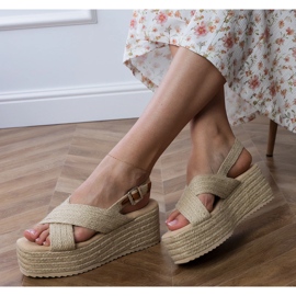 Bež espadrilles sandale na platformi s prugama 2